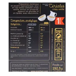 Protifast Dessert Hyperprotéiné Céréales Crispy Vanille 7 Sachets