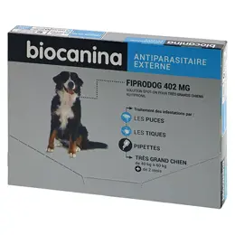 Biocanina Fiprodog 402mg Très Grand Chien de 40 à 60kg 3 pipettes