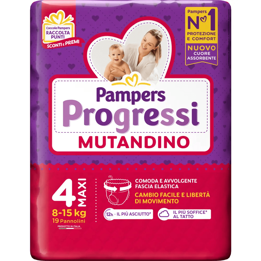 Pampers Progressi Mutandina Pannolino Maxi 8-15 Kg 19 Pezzi