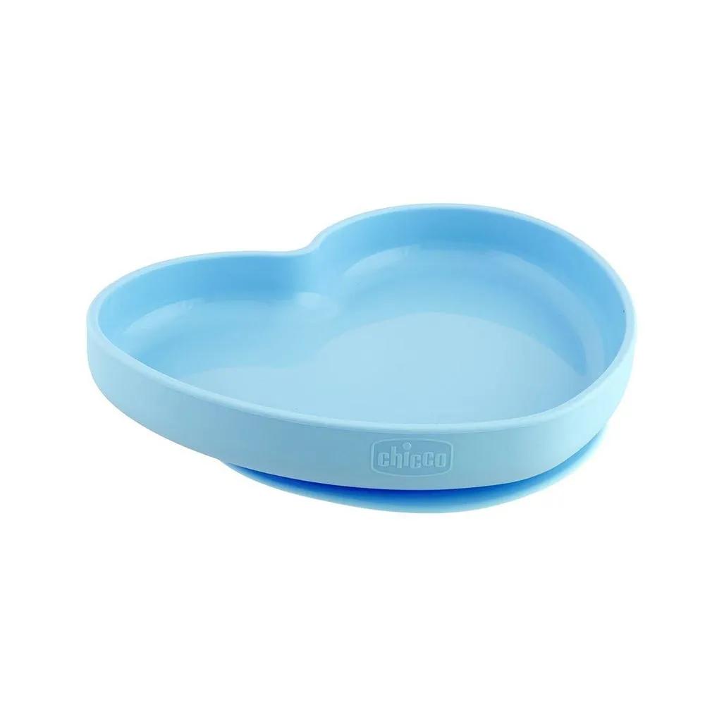 Chicco Piatto Cuore Silicone Con Ventosa Blu 1 Pezzo