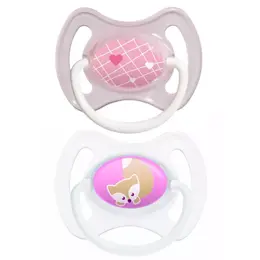 MAM Sucette Anneau Silicone 0-6m Lot de 2 Renard et Coeur Rose