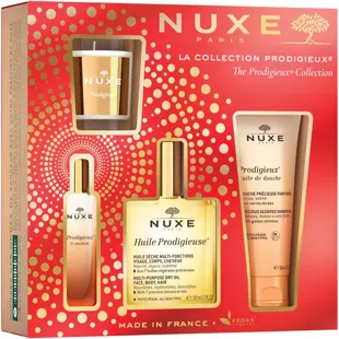 Nuxe Prodigieuse Oil Case 100ml+Duschöl 100ml+Boost Cream 40ml+Kerze