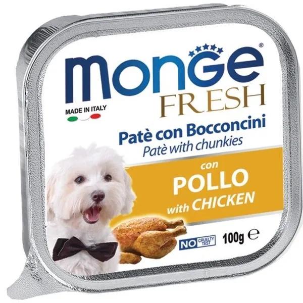 Monge Fresh Paté E Bocconcini Con Pollo Cibo Umido Per Cani Adulti 100G