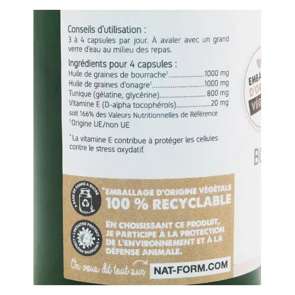 NAT & Form naturally oil Borage Primrose + Vit E 200 capsules