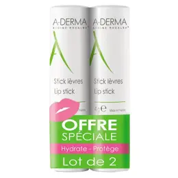 A-Derma Les Indispensables Stick Lèvres Réparation Intense Lot de 2 x 4g