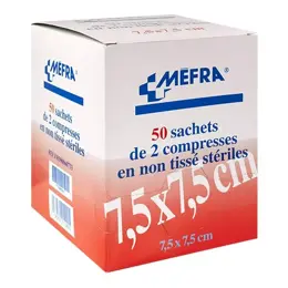 Méfra Compresses Non Tissées Stériles 7,5 x 7,5cm 50 sachets