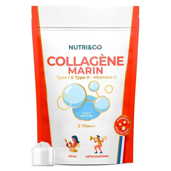 Nutri&Co Collagène Marin Type 1, 2 & 3 Peau & Articulations Goût Neutre 180g