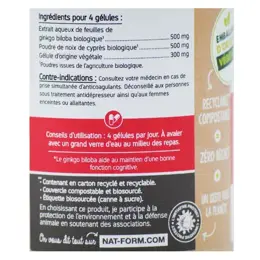 Nat & Form Écoresponsable Ginkgo Biloba Cyprès Bio 120 gélules