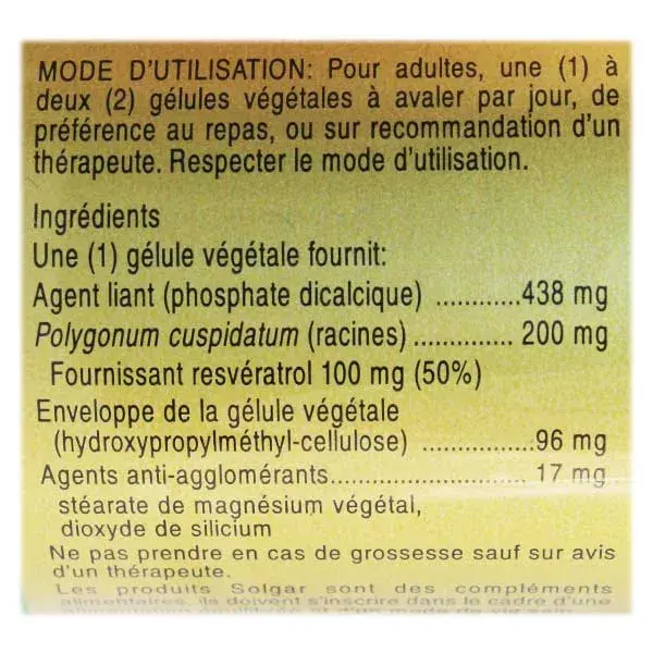 Solgar Resveratrol 60 vegetarian capsules