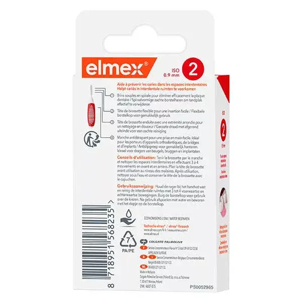 Elmex - Brossettes interdentaires Taille 2 - 0,9mm - Pack de 8 brossettes