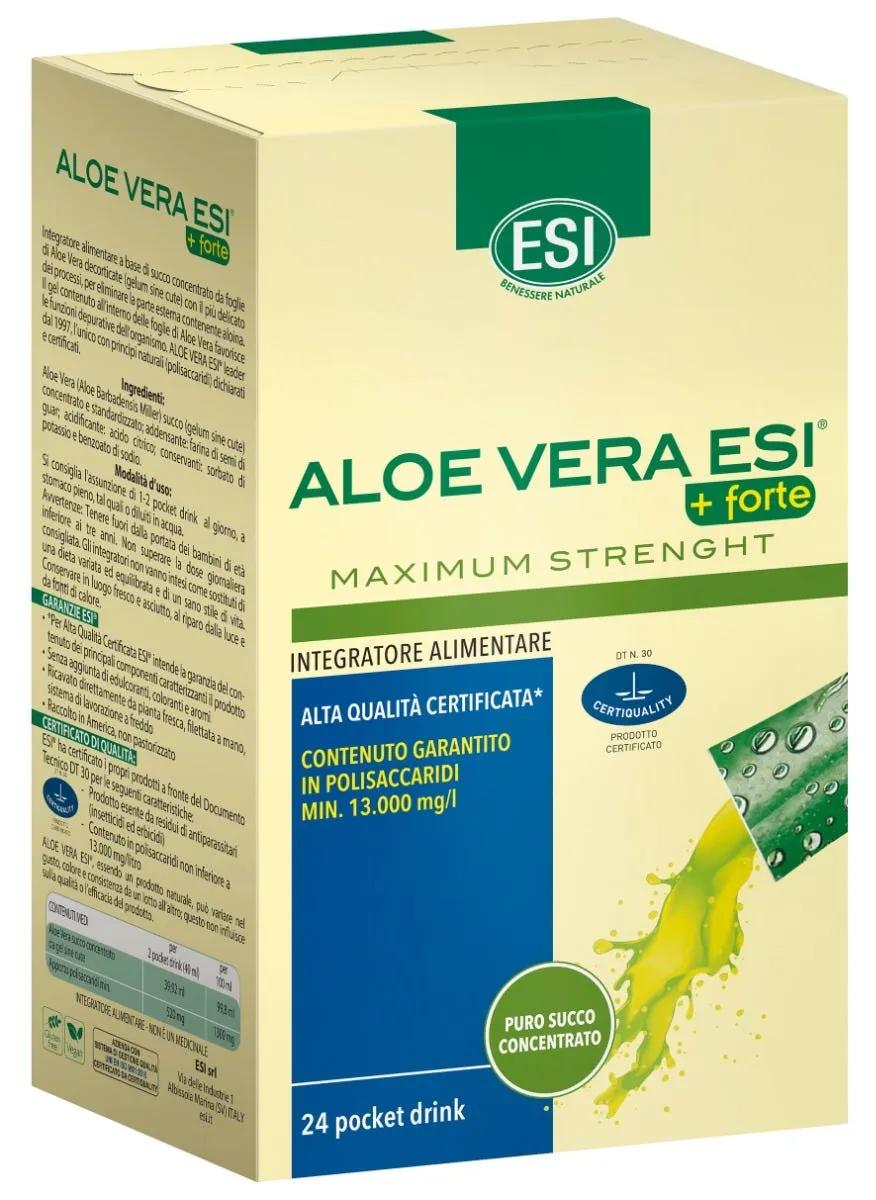 Esi Aloe Vera Succo + Forte Integratore Depurativo 24 Pocket Drink