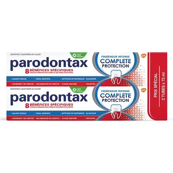 Parodontax Dentifrice Complete Protection Fraîcheur Intense Gencives Lot de 2 x 75ml