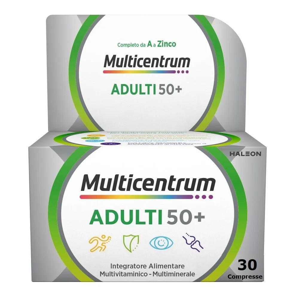 Multicentrum Adulti 50+ Integratore Alimentare Multivitaminico Vitamine B C E Magnesio Calcio 30 Compresse