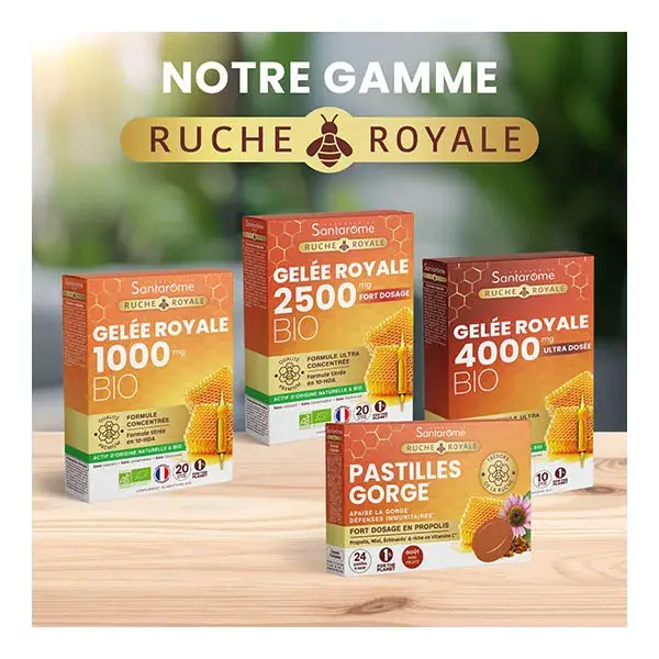 Santarome Ruche Royale Gelée Royale 2500 MG Bio Immunité 20 ampoules