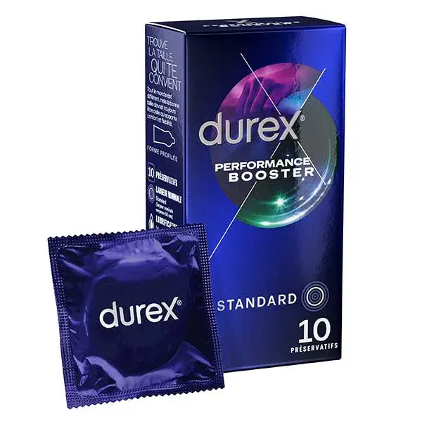 Durex Préservatifs Performance Booster - 10 Préservatifs Effet Longue Durée