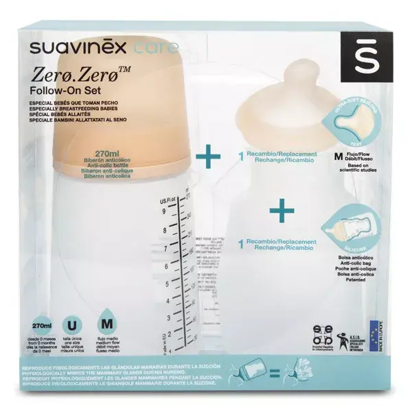 Suavinex Care Zero Zero Follow-On Kit Flujo Medio 270ml