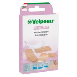 L&R Velpeau Pansements Sensitive Pré-Découpés Multi-Extensible Boîte de 30