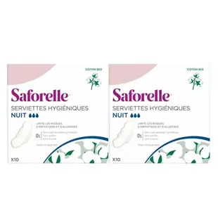 Saforelle Assorbenti in Coton BIO Notte - Lotto di 2 x 10 assorbenti