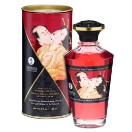 Shunga Huile Chauffante Aphrodisiaque Vin pétillant Fraise 100ml