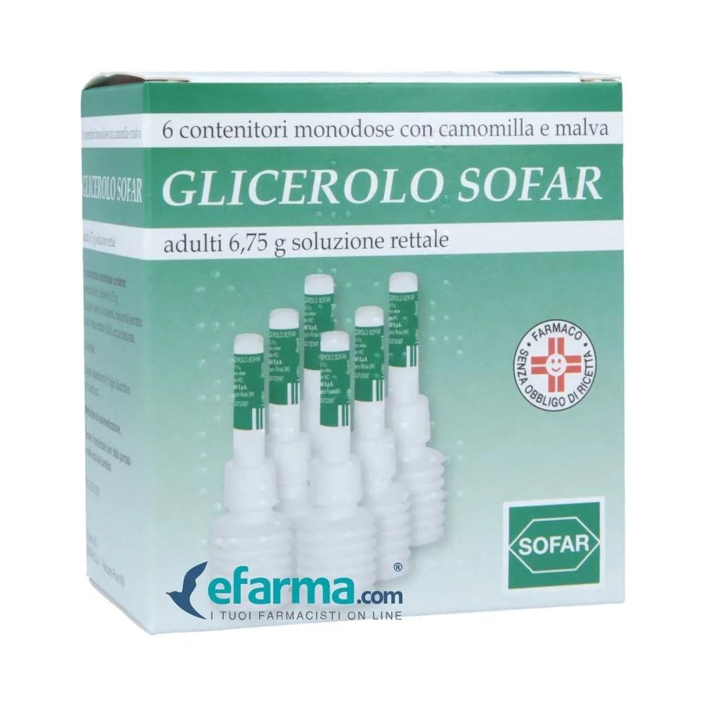 Glicerolo Sofar Adulti 6,75g Soluzione Rettale 6 Contenitori Monodose Con Camomilla e Malva