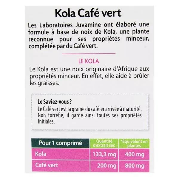 Juvamine Kilos Superflus Kola Café Vert 30 comprimés