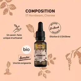 Biofloral Fleur De Bach 17 Hornbeam Charme Compte Gouttes Bio Demeter 20 ml