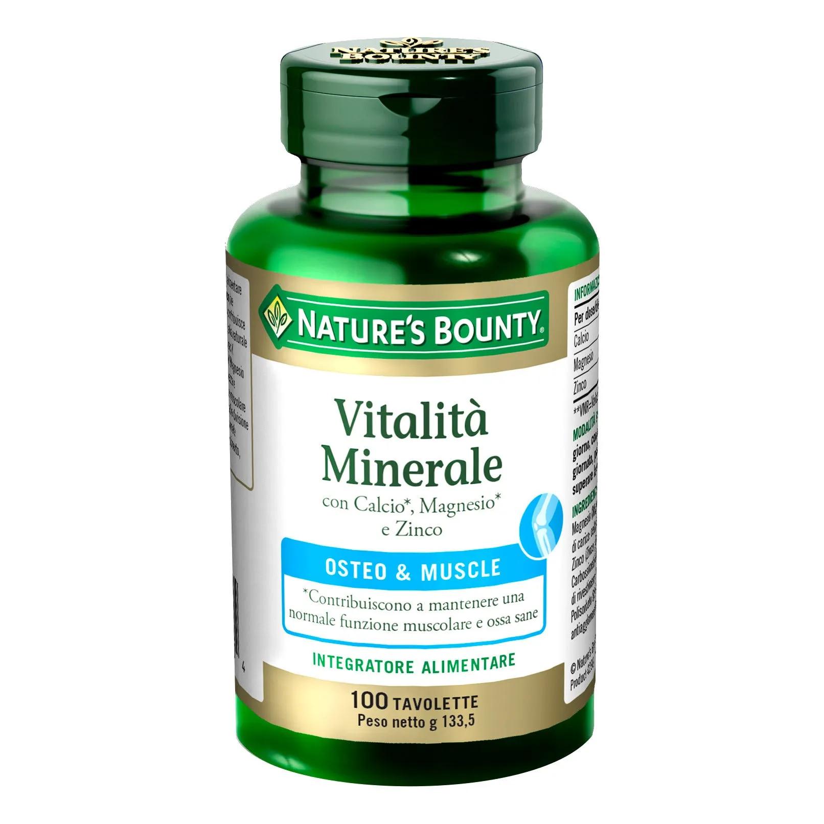 Nature's Bounty Vitalita' Minerale Integratori Muscoli e Ossa 100 Tavolette