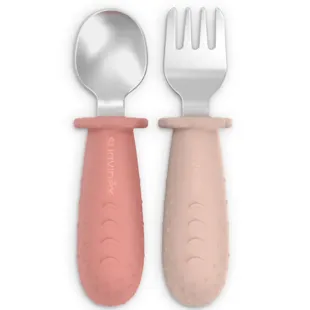 Suavinex Spoon + Fork Learning Stainless Steel Pink +6m 2 units