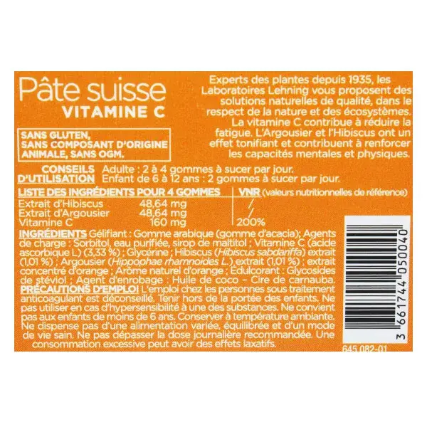 Lehning Pâte Suisse Vitamine C 40 gommes