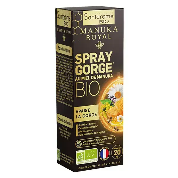 Santarome Bio Spray Gorge au Miel de Manuka Bio Apaise la gorge 20 ml