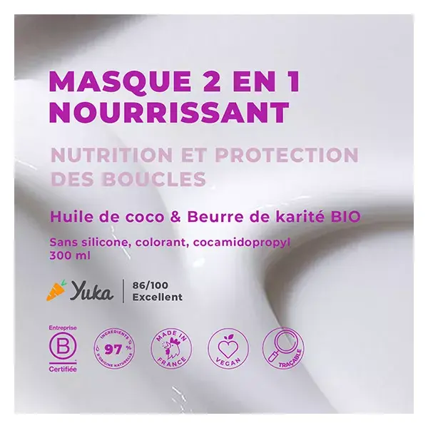 Energie Fruit 2 en 1 Cheveux Bouclés et Frisés Masque Coco & Beurre de Karité Bio 250ml 