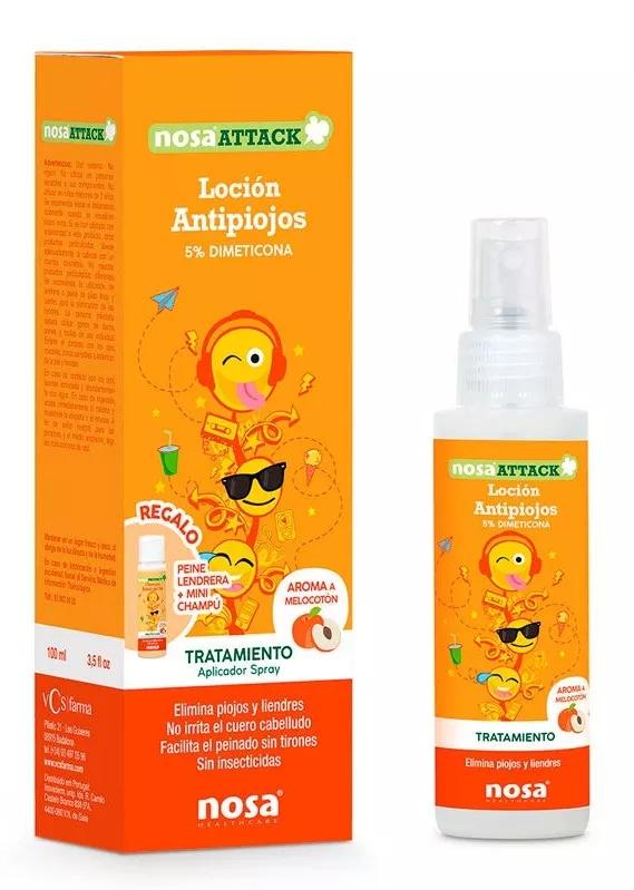 Nosa Loción Antipiojos Melocotón Attack 5% Dimeticona 100 ml