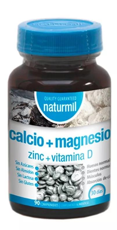 Calcium + Magnésium + Zinc + Vitamine D Naturmil 90 Comprimés