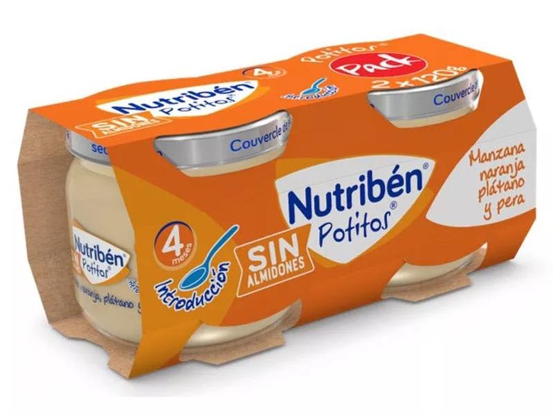 Nutribén Potitos Appel, Sinaasappel, Banaan en Peer + 4m 2x120 gr