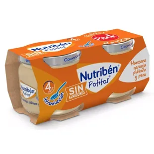 Nutribén Potitos Manzana, Naranja, Plátano y Pera +4m 2x120 gr
