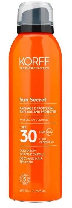 Korff Sun Secret Olio Spray Solare Corpo e Capelli SPF30 200 ml