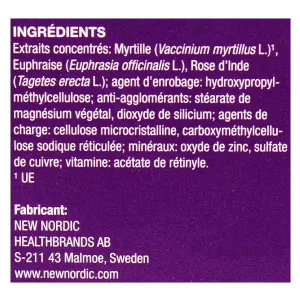 New Nordic Blue Berry Eyes + Vision Supplement 120 Tablets 