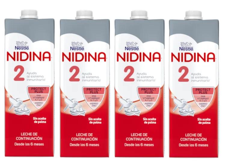 Nidina 2 Lait de Suite Liquide +6m 4x1 L