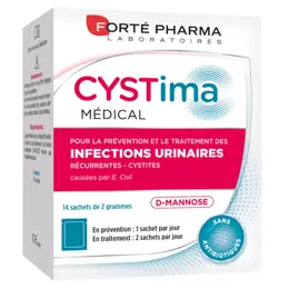 Forté Pharma Cystima Médical Infections Urinaires Cystites D-Mannose 14 sachets