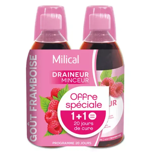 Milical Draineur Ultra Drenaje y Adelgazante Sabor Frambuesa Pack de 2 x 500ml