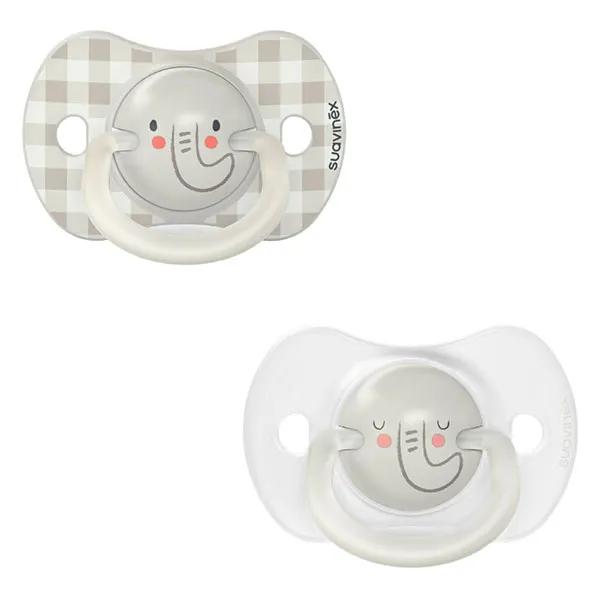 Suavinex Pack 2 Chupetes Fosforescentes SxPro 6/18 meses Night&Day Elefante