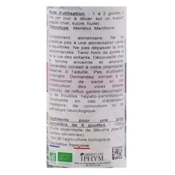 Iphym Santane Aroma Essential Oil Peppermint Organic 10ml