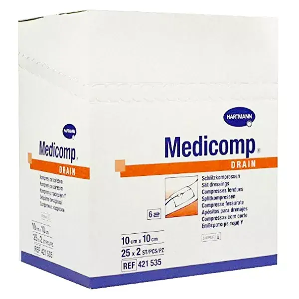 Hartmann Medicomp Drain Compresse en Non Tissé 10 x 10cm 50 unités