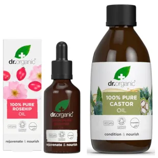 Dr. Organic 100% Pure Rosehip Oil 50ml + 100% Pure Castor Oil 250ml