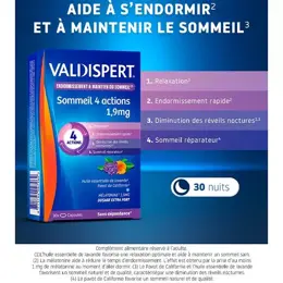 VALDISPERT Sommeil 4 Actions 1,9mg Mélatonine Lot de 3 x 30 gélules