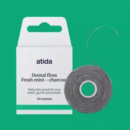 Atida Bucco-Dentaire Fil Dentaire Goût Menthe Charbon Actif 50m