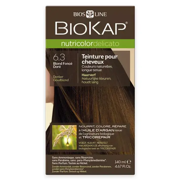 Biokap Nutricolor Delicato Teinture pour Cheveux 6.3 Blond Foncé Doré 140ml
