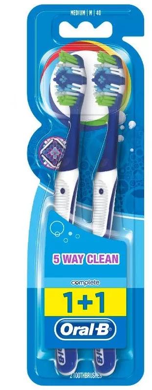 Oral B Medium Toothbrush 5 Way Clean Complete 2Uds