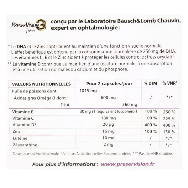 Bausch & Lomb Preservision 3 Femme 180 capsules