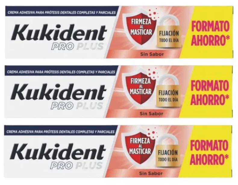 Kukident Pro Plus Fermeté à la mastication 3x57 gr PACK ÉCONOMIQUE